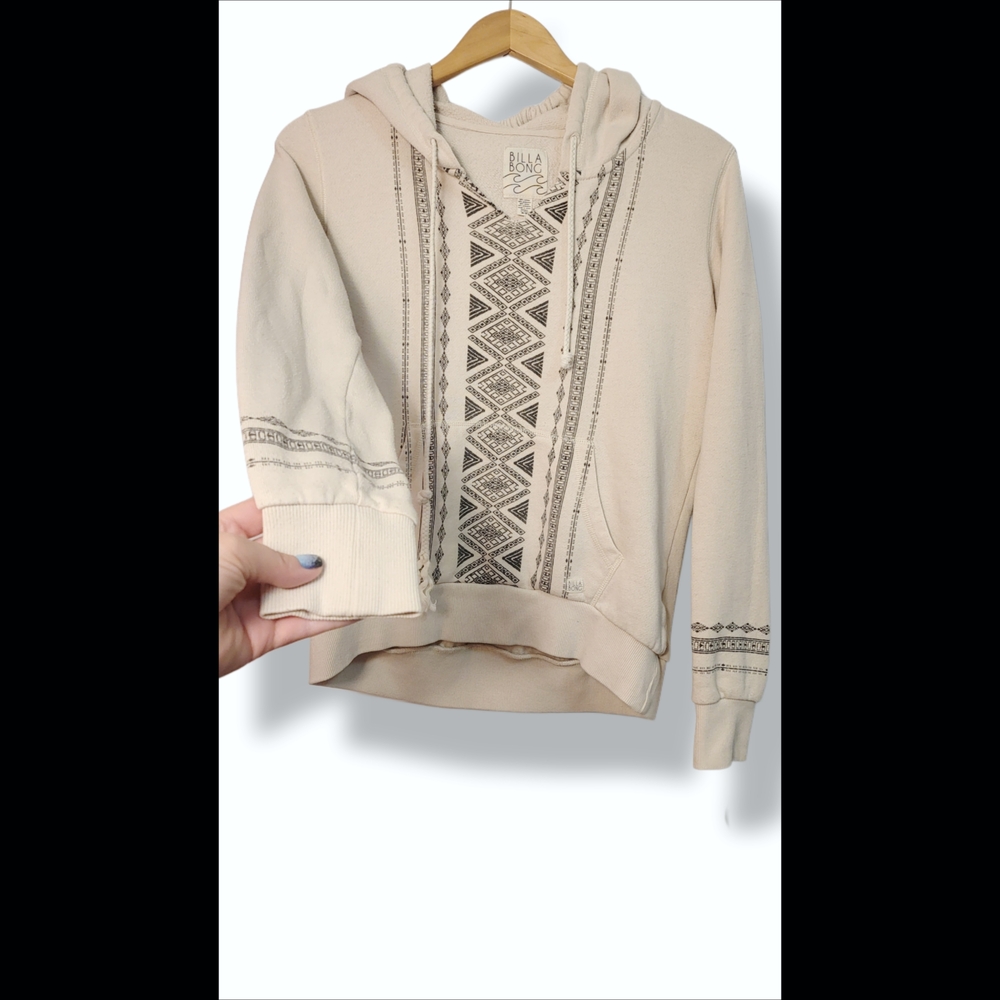 🌿Women's Billabong Tribal Print Off-White Hooded Sweatshirt - Medium - Picture 8 of 16